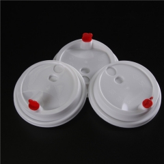 Customized PLA Compostbale disposable paper coffee mug cup press Lids white black color 80mm 90mm