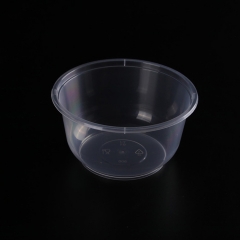 Manufacturer Eco Friendly Disposable Durable IML 310ML Custom Logo Print Clear Transparent Pp Plastic Soup Round Bowl with Lid