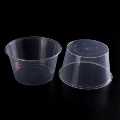 Manufacturer Eco Friendly Disposable Durable IML 310ML Custom Logo Print Clear Transparent Pp Plastic Soup Round Bowl with Lid