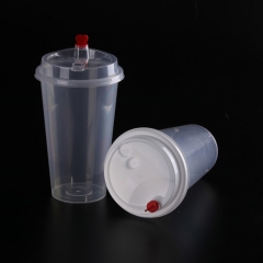 Factory price 500ml PP plastic disposable water cup juice cup milk tea cup with lids