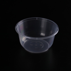 Manufacturer Eco Friendly Disposable Durable IML 600ML Custom Logo Print Clear Transparent Pp Plastic Soup Round Bowl with Lid