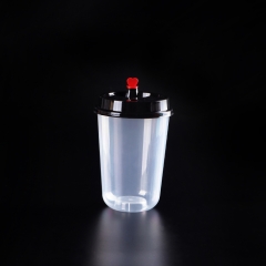 U shape Transparent Disposable PET PP cup with lid For hot coffee milk tea drink cup,disposable plastic cup