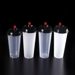 300ml-700ml PET plastic cup/disposable juice cup/milk tea cup with lid