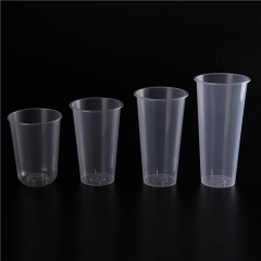 Promotional Microwave 500ml 16oz clear disposable plastic pp injection milk tea beverage coffee juice cups with lids