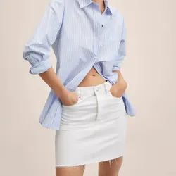 Cotton Straight White Denim Skirt