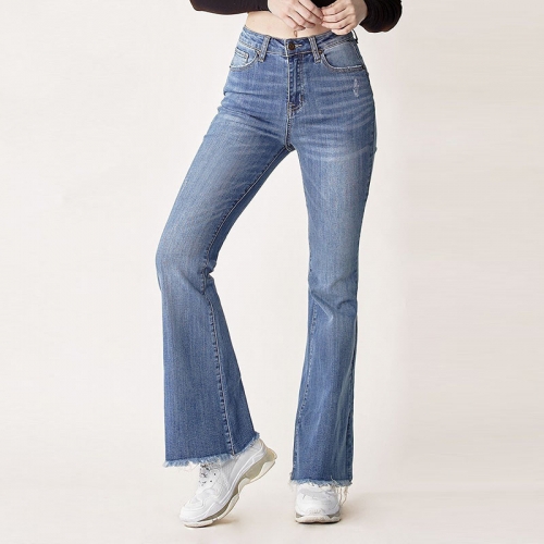 Raw Hem Bootcut Women Jeans