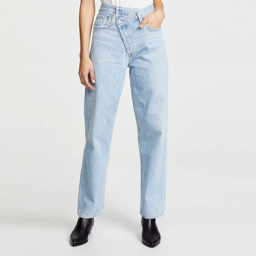 women straight Jeans with Crisscross