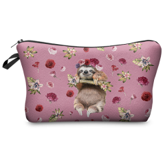 Cosmetic case flowers sloth