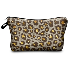 Makeup bag glitter leopard