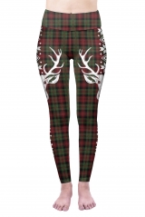 High waist leggings tartan reindeer