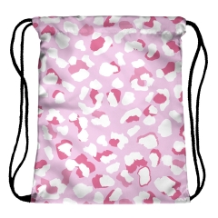 Drawstring bag pastel leopard pink