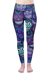 High waist leggings mexican skull violet