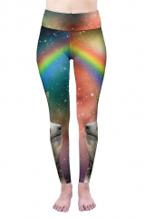 High waist leggings rainbow sloth