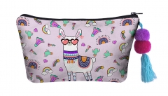 Make up bag with ball llama