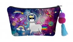 Make up bag with ball llama