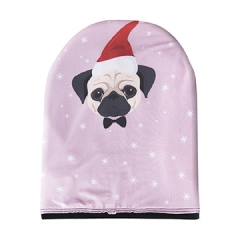 Beanie black SANTA PUG PINK