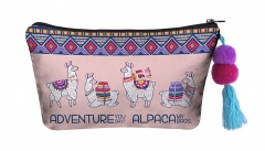 Make up bag with ball llama