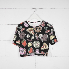 Crop T-shirt food black