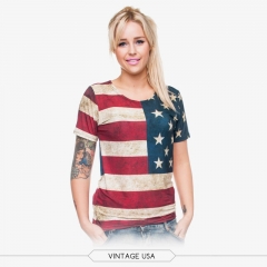 彩色T恤暗色美国国旗VINTAGE USA