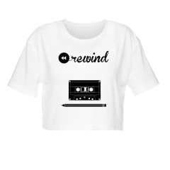 白色短T恤磁带REWIND TAPE