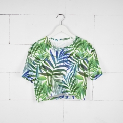 彩色短T恤绿色棕榈叶子green palm