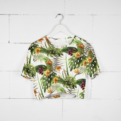 Crop T-shirt tropical flower