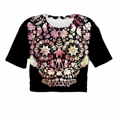 Crop T-shirt LEAF MEXICAN SKULL