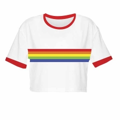 Crop T-shirt RAINBOW STRIPES