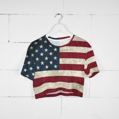 彩色短T恤暗色美国国旗vintage usa