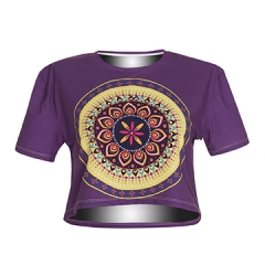 Crop T-shirt mandala simple purple