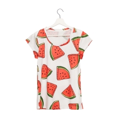 彩色女式T恤白色西瓜watermelon white