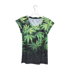 彩色女式T恤绿色大麻marijuana