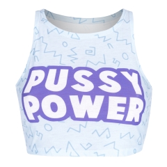 彩色短背心白色字母PUSSY POWER