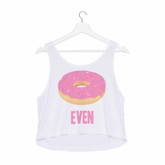 新白色背心粉色甜甜圈字母pink donut even