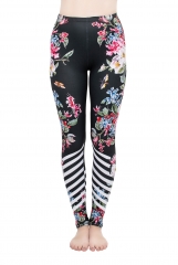 3D print leggings VINTAGE FLOWERS AND STRIPES