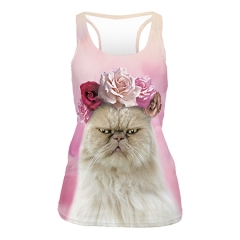 Tank top roses cat