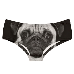 panties pug dog black white