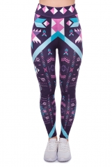 High waist leggings AZTEC DARK PURPLE