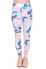 3D print leggings light pink roses with butterfly