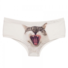 女式内裤白底打哈欠的猫yawning cat