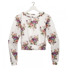 Short hoodie WHITE FLOWER