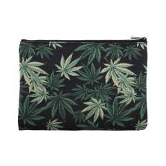 square cosmetic case black weed