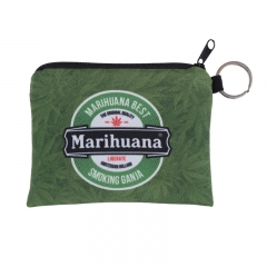 方形零钱包绿底白色黑色字母marihuana liberate