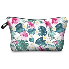 Cosmetic case WHITE AND PINK TROPICAL FLOWERS