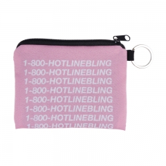 方形零钱包粉底白色字母数字hotline pink