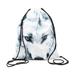 Drawstring bag white wolf