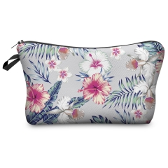Cosmetic case GRAY TROPICAL FLOWERS