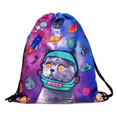 Drawstring bag space cat