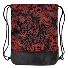 BACKPACK NOTHING BUT TROUBLE RED ROSES