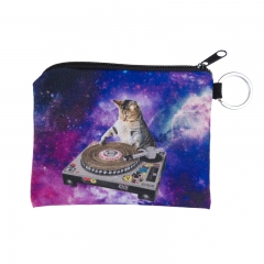 方形零钱包星空下的DJ猫dj cat galaxy